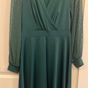 Chic Teal Long Sleeve Dress​
